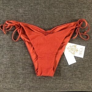 WOMEN’S BECCA Beccaswim Pucker Up Tie Side Swim Bottom Swimwear L Ginger